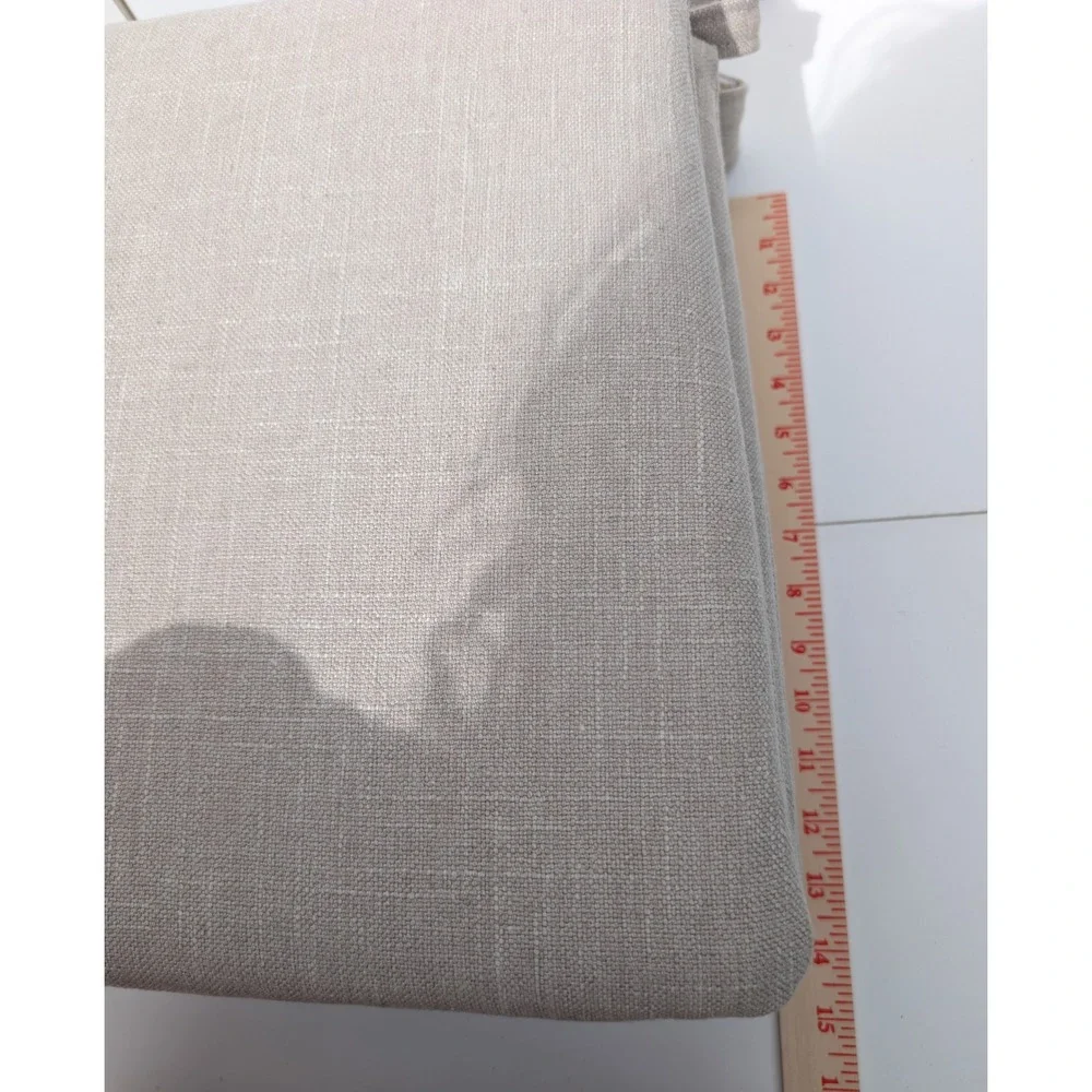 Article Wanda Beige Textured Seat Cushions Set of 4 Square Chair Pads w/ Straps